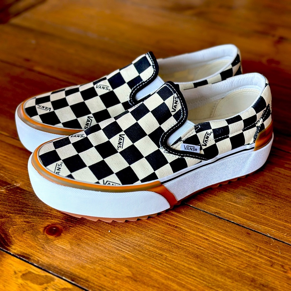 Vans Stacked Checkered Platform Slip On NEW